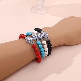 Спортивные браслеты из синтетических и натуральных драгоценных камней, а также пластиковых бусин, плетеные браслеты из бусин, Регулируемые браслеты из плетеной нейлоновой нити для женщин и мужчин, сияющий футбол и сердце