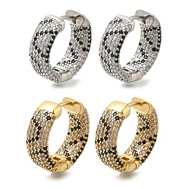 Rack Plating Brass Micro Pave Cubic Zirconia Hoop Earrings, Long-Lasting Plated, Lead Free & Cadmium Free