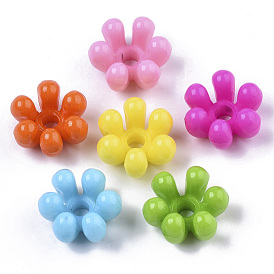 Opaque AS Plastic Bead Caps, 6-Petal, Flower