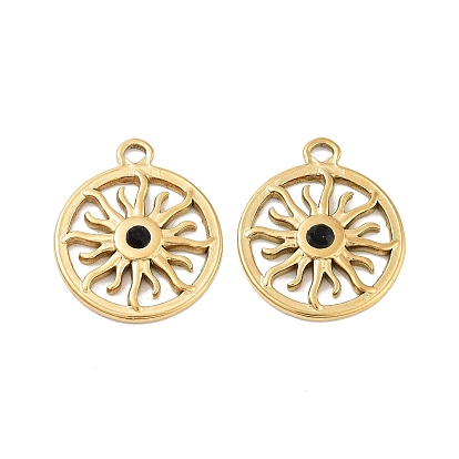 Ионное покрытие (ip) 304 кулон из нержавеющей стали, со стразами, плоский круглый & солнце