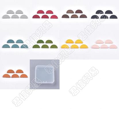 72 piezas 9 colores pintados cuentas de madera natural, semicírculo