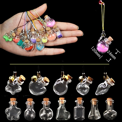 Прозрачные стеклянные бутылки с желаниями подвески украшения, с пробкой и шнуром