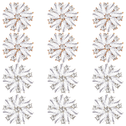 12 цвета 2 цвета сплава стразовые пуговицы на ножке, 1-луночное, цветок