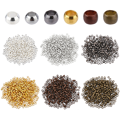 3600Pcs 6 Colors Brass Crimp Beads, Rondelle