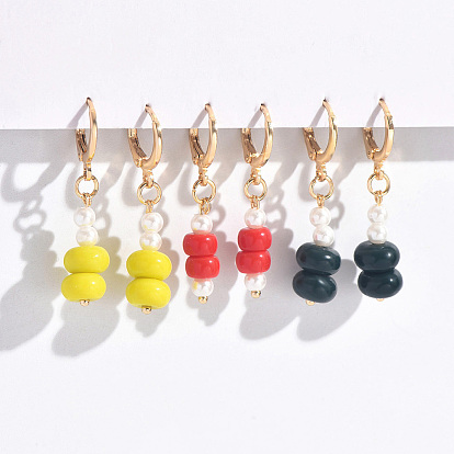 Позолоченные разноцветные стеклянные бусины винтажные шикарные латунные серьги-кольца для женщин