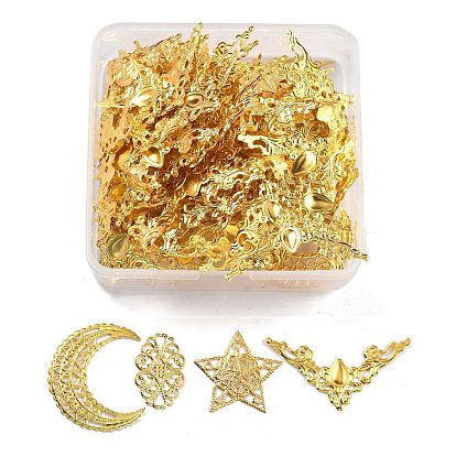 Iron Filigree Metal Embellishments, Star & Crescent Moon & Triangle & Flower