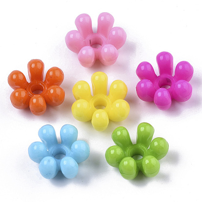 Opaque AS Plastic Bead Caps, 6-Petal, Flower