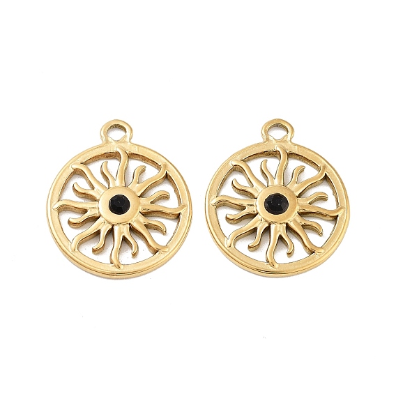 Ионное покрытие (ip) 304 кулон из нержавеющей стали, со стразами, плоский круглый & солнце