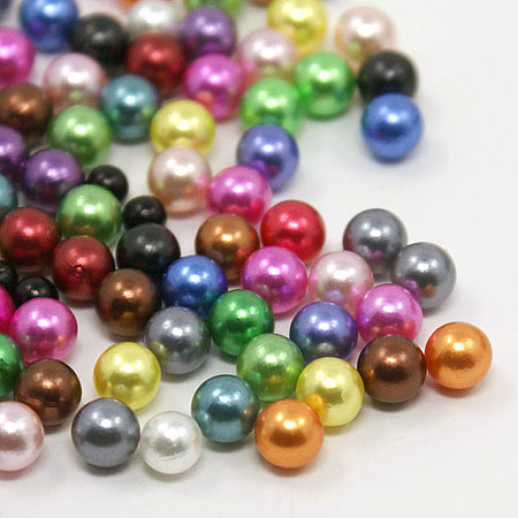 No Hole ABS Plastic Imitation Pearl Round Beads, Dyed, 9mm, about 1000pcs/bag