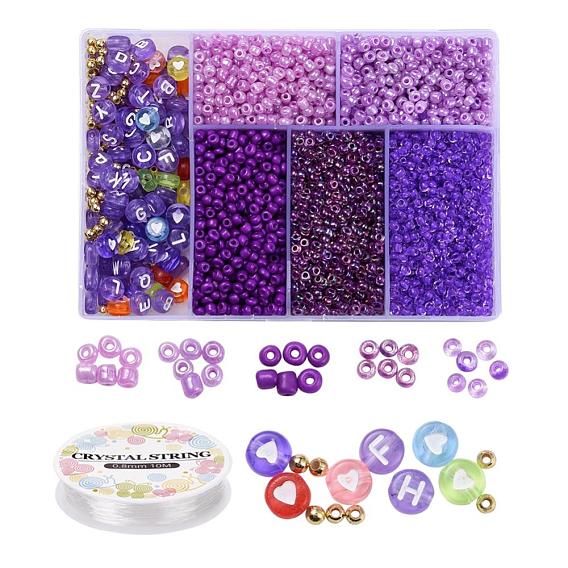 Ювелирные изделия, включая круглые 8/0 стеклянные бусины, бусины из акрила и абс-пластика, Эластичная кристальная нить