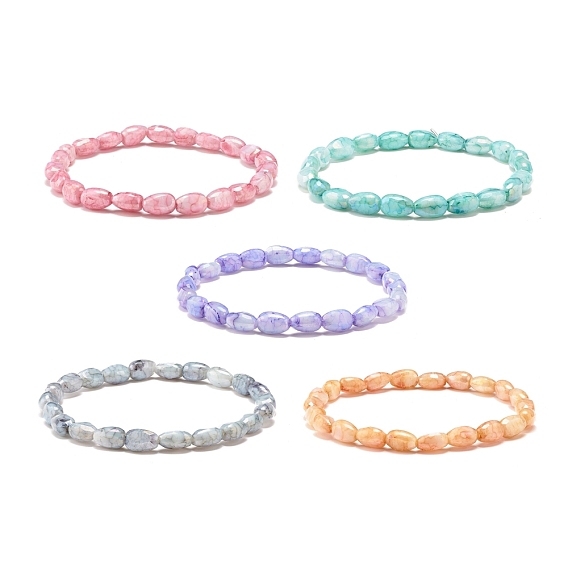 Bling Imitation Gemstone Glass Teardrop Beads Stretch Bracelet for Women