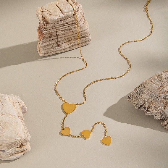 304 Цепочка в форме сердца из нержавеющей стали и ожерелья для женщин, без кадмия, без никеля и без свинца, ионное покрытие (ip)