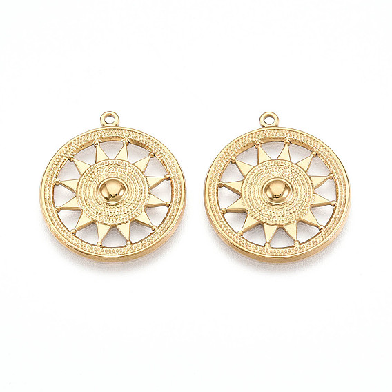 304 подвески из нержавеющей стали, ионное покрытие (ip), плоский круглый с солнечными чарами