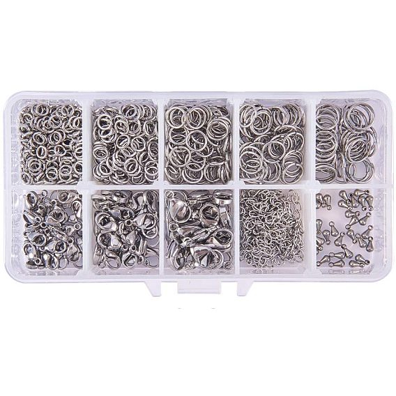 304 нержавеющая сталь застежка когтя омара, 304 из нержавеющей стали открыты кольца прыжок, 316 удлинительные цепи для хирургических концов из нержавеющей стали и 304 наконечники из нержавеющей стали