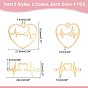 Unicraftale 16Pcs 4 Style 201 Stainless Steel Links Connectors, Heartbeat & Heart with Heartbeat/ECG