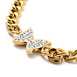 Crystal Rhinestone Butterfly Pendant Necklace with Curb Chains, Ion Plating(IP) 304 Stainless Steel Jewelry for Women