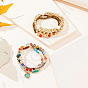 3 шт. 3 стили: браслеты из стекла и смоляных бусин, а также браслеты с подвесками в виде сердечек из сплава для женщин