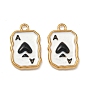 304 Stainless Steel Enamel Pendants, Playing Card with Ace of Spades Charms, Ion Plating(IP)