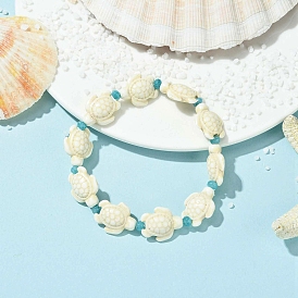 Синтетические бирюзовые бусины эластичные браслеты для женщин, черепаха