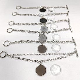 304 Chaînes en acier inoxydable et en alliage, bracelet multibrins double couche avec breloques en forme de dôme vierge, kit de fabrication de bricolage