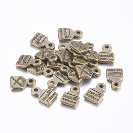 Конверт из тибетского сплава и резное сердце с надписью «Любовь» для изготовления подарков, на день Святого Валентина, без свинца и без кадмия, 10x6.5 мм, отверстие : 1.5 мм