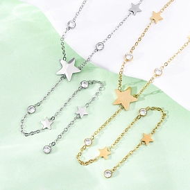 304 ожерелья-лариаты из нержавеющей стали со стразами и кристаллами, ионное покрытие (ip)