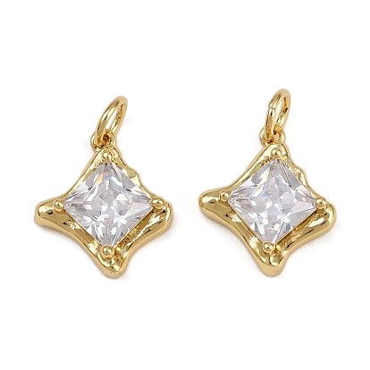 Латунные микро проложить кубического циркония подвески, подвески в форме ромба, стойки покрытие, без кадмия и без свинца, долговечный, с целью перехода в кольце