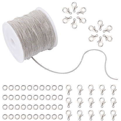 Kits de fabricación de collares y pulseras de cadena diy, incluyendo cadenas de latón para bordillos y anillos de salto abiertos, Ganchos de aleación de zinc de langosta garra