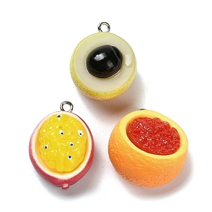 3d подвески из непрозрачной смолы с фруктовой тематикой, с платиновыми тоновыми железными петлями