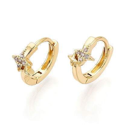 Серьги-кольца из латуни с прозрачным фианитом и прозрачным фианитом