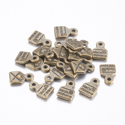 Конверт из тибетского сплава и резное сердце с надписью «Любовь» для изготовления подарков, на день Святого Валентина, без свинца и без кадмия, 10x6.5 мм, отверстие : 1.5 мм