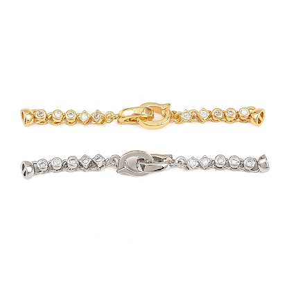 Латунное микропейв, прозрачный кубический цирконий, складные застежки, ромб с плоской раунде