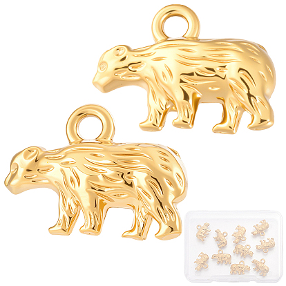 10Pcs 304 Stainless Steel Charms, Polar Bear