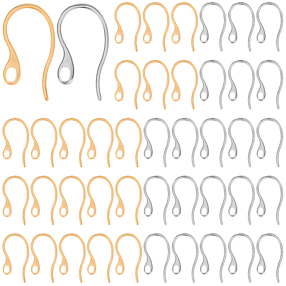 100 шт. 2 цвета 304 крючки для серег из нержавеющей стали, провод уха, с петлями