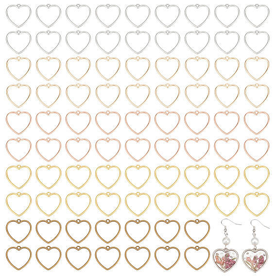 100 шт 5 цвета подвески из сплава в тибетском стиле, полые сердца