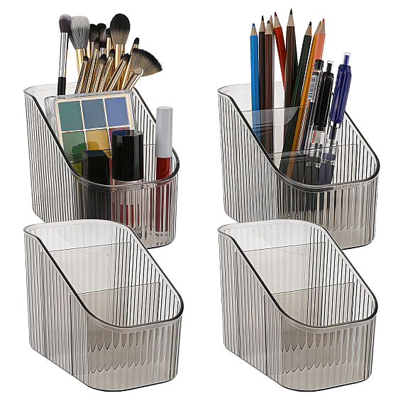 4Pcs 3 Grids PET Desktop Stationery Storage Box