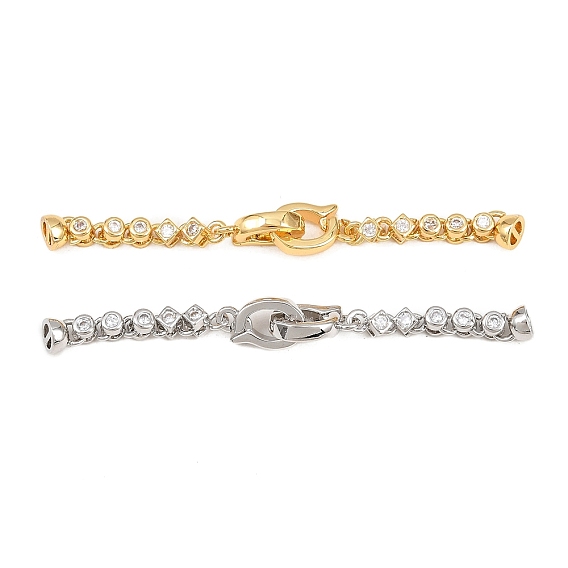 Латунное микропейв, прозрачный кубический цирконий, складные застежки, ромб с плоской раунде