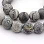 Frosted Natural Map Stone/Picasso Stone/Picasso Jasper Round Bead Strands
