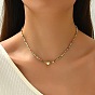 Bohemian 304 Stainless Steel Heart Faceted Colorful Glass Beaded Necklaces for Women