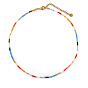 Bohemian Rainbow Color Round Glass Seed Beaded Necklaces for Women, Golden