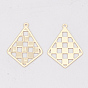 Brass Pendants, Etched Metal Embellishments, Long-Lasting Plated, Kite with Tartan Pattern