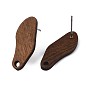 Nussbaum Ohrstecker Befunde, mit Bohrung und 304 Edelstahlstift, Twist Oval