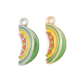 Brass Enamel Pendants, Cantaloupe Charms