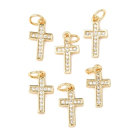 CZ латунные микро проложить кубического циркония крест прелести, 14x8x2 мм, Перейти кольцо: 7x0.8 мм