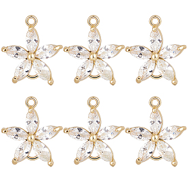 8шт. латунные подвески-соединители с прозрачным кубическим цирконием, без никеля , цветок ссылки