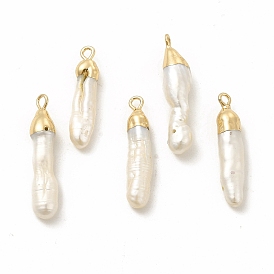Pendentifs baroques en perles de keshi naturelles, charmes de colonne, avec des boucles de cuivre