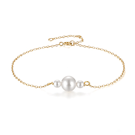 Vintage S925 Sterling Silver and Shell Pearl Bead Link Bracelets, Simple and Stylish