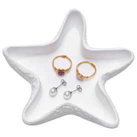 Тарелка для украшений из гипса с морскими звездами, лоток для хранения колец, , серьга
