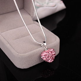 Colorful Diamond Ball Necklace Hanman Diamond Heart Shape Pendant Crystal Shambhala Jewelry