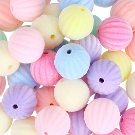 40 pièces de perles acryliques opaques floquées, citrouille